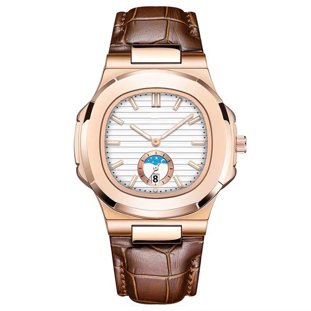 Luxury Business Men's Quartz Watch Stainless Steel Case Leather Stainless Steel Band Rose Gold Water Resistant
3BAR Analog Dial