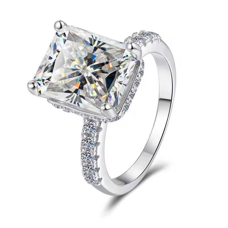 GRA Certified Emerald Cut D Color 7*9MM Moissanite
Gemstone White Gold Plated Plata 925 Jewelry Rings for Women