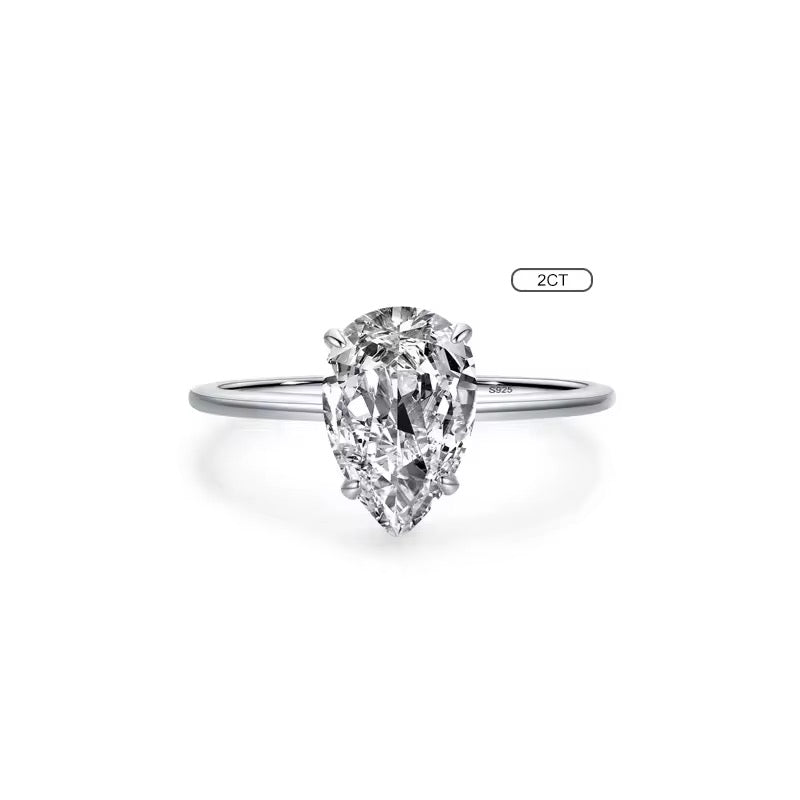 NATUNA 925 Sterling Silver Zircon Fine Jewelry Pear Shape Moissanite Engagement Rings for Girls