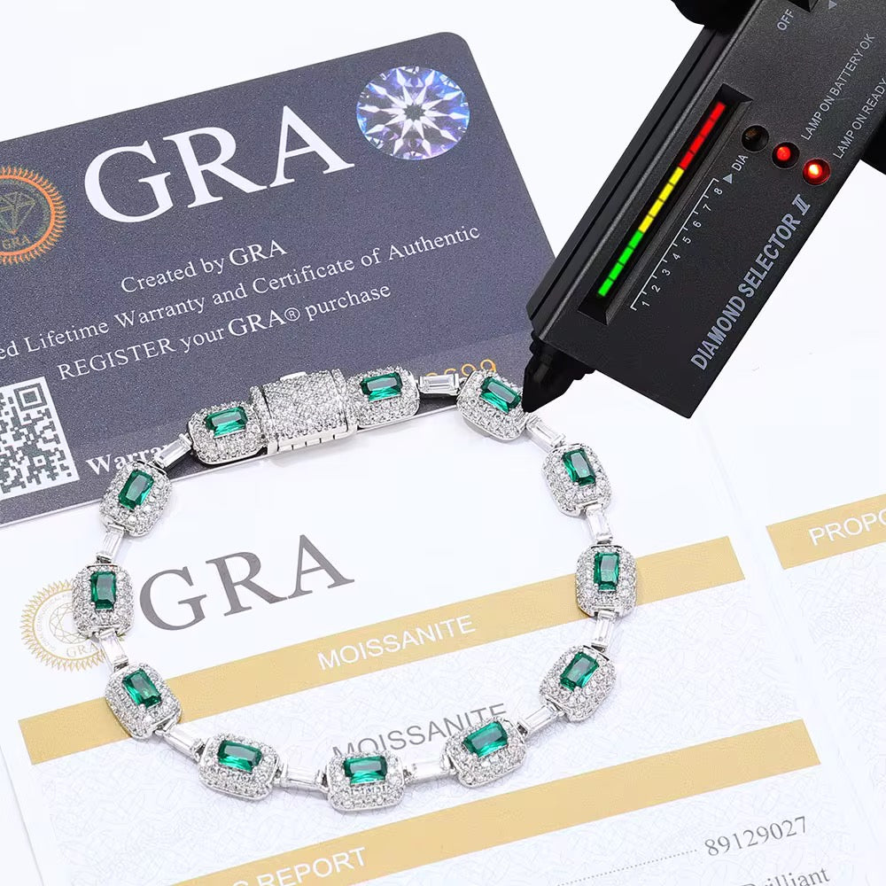 7mm 925 Sterling Silver Bracelet VVS Moissanite Bracelet for Women Fine Chain & Link Jewelry