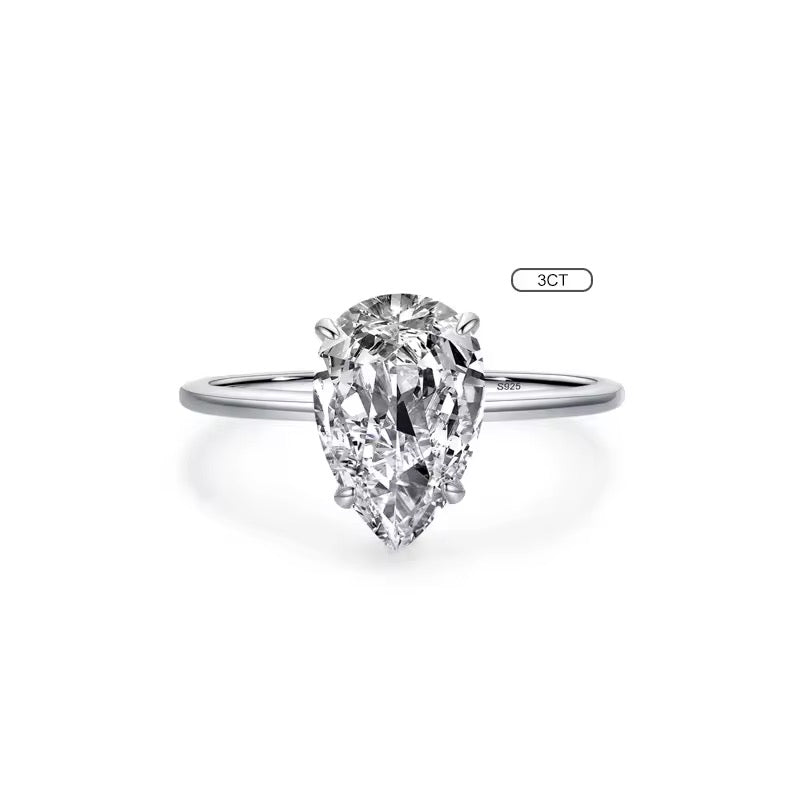 NATUNA 925 Sterling Silver Zircon Fine Jewelry Pear Shape Moissanite Engagement Rings for Girls