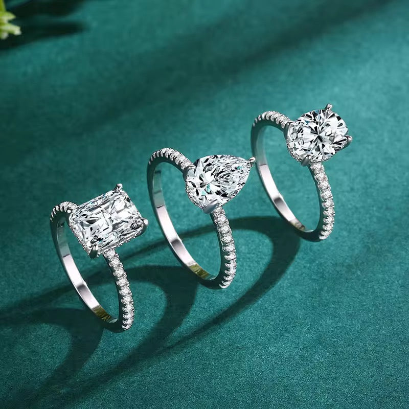 NATUNA 925 Sterling Silver Zircon Fine Jewelry Pear Shape Moissanite Engagement Rings for Girls