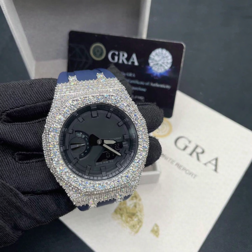 New Styles 925 Sterling Silver Iced Out VVS Moissanite
Diamond GA2100 Hip Hop Watch Case Bezel Band Buckle With GRA Certificated