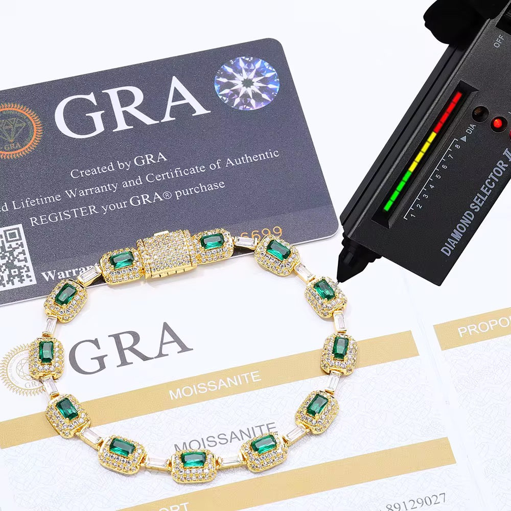 7mm 925 Sterling Silver Bracelet VVS Moissanite Bracelet for Women Fine Chain & Link Jewelry