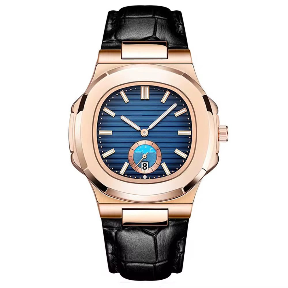 Luxury Business Men's Quartz Watch Stainless Steel Case Leather Stainless Steel Band Rose Gold Water Resistant
3BAR Analog Dial