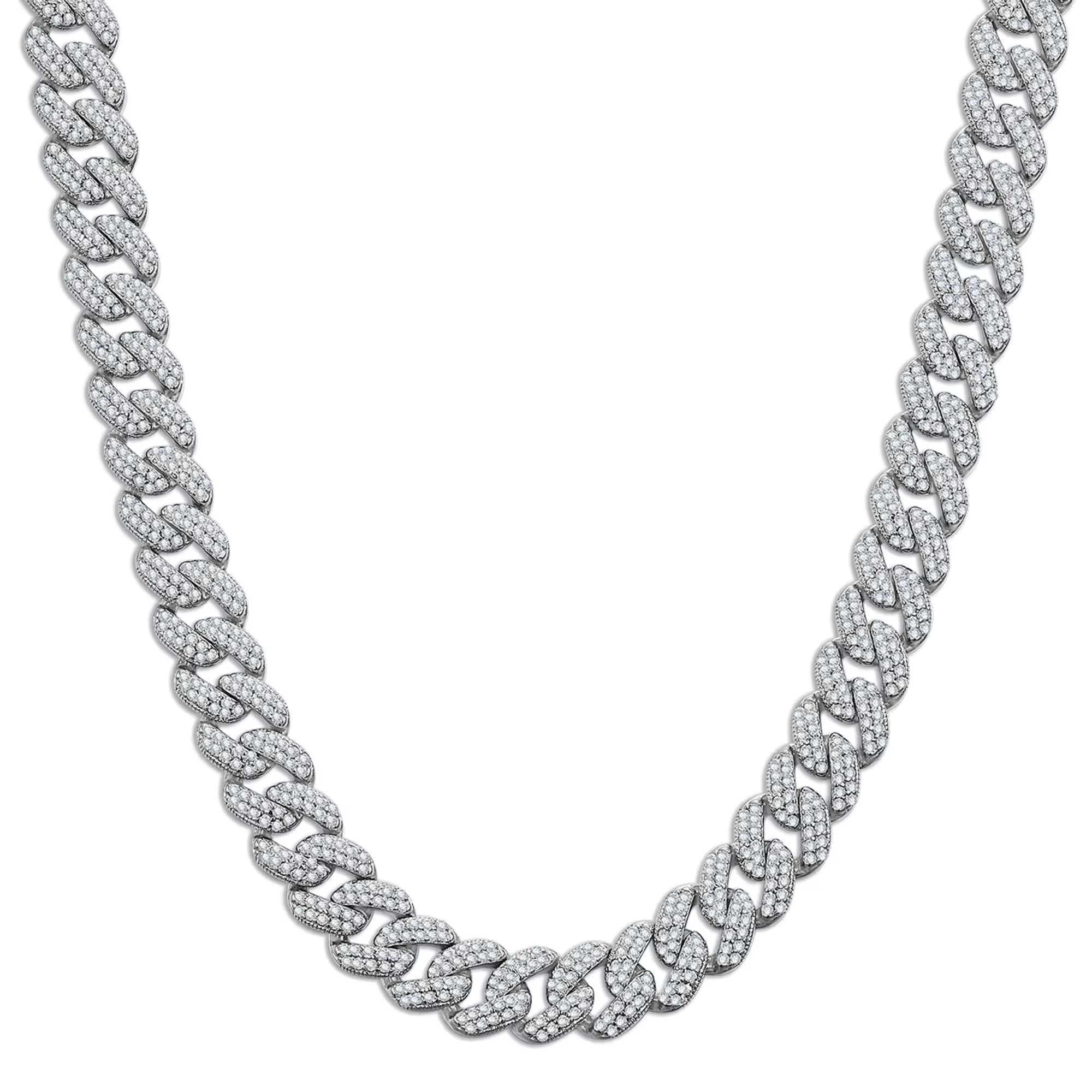 8mm 10mm 12mm S925 Sterling Silver Brilliant Moissanite Rhodium 14K Gold Cuban Chain Unisex Necklace 8.79 to 24.88 CTW