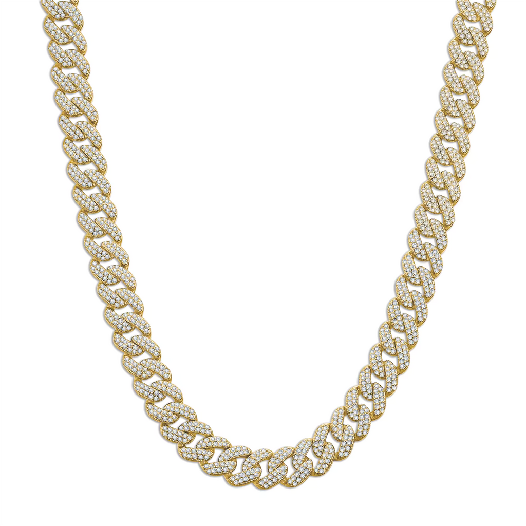 8mm 10mm 12mm S925 Sterling Silver Brilliant Moissanite Rhodium 14K Gold Cuban Chain Unisex Necklace 8.79 to 24.88 CTW