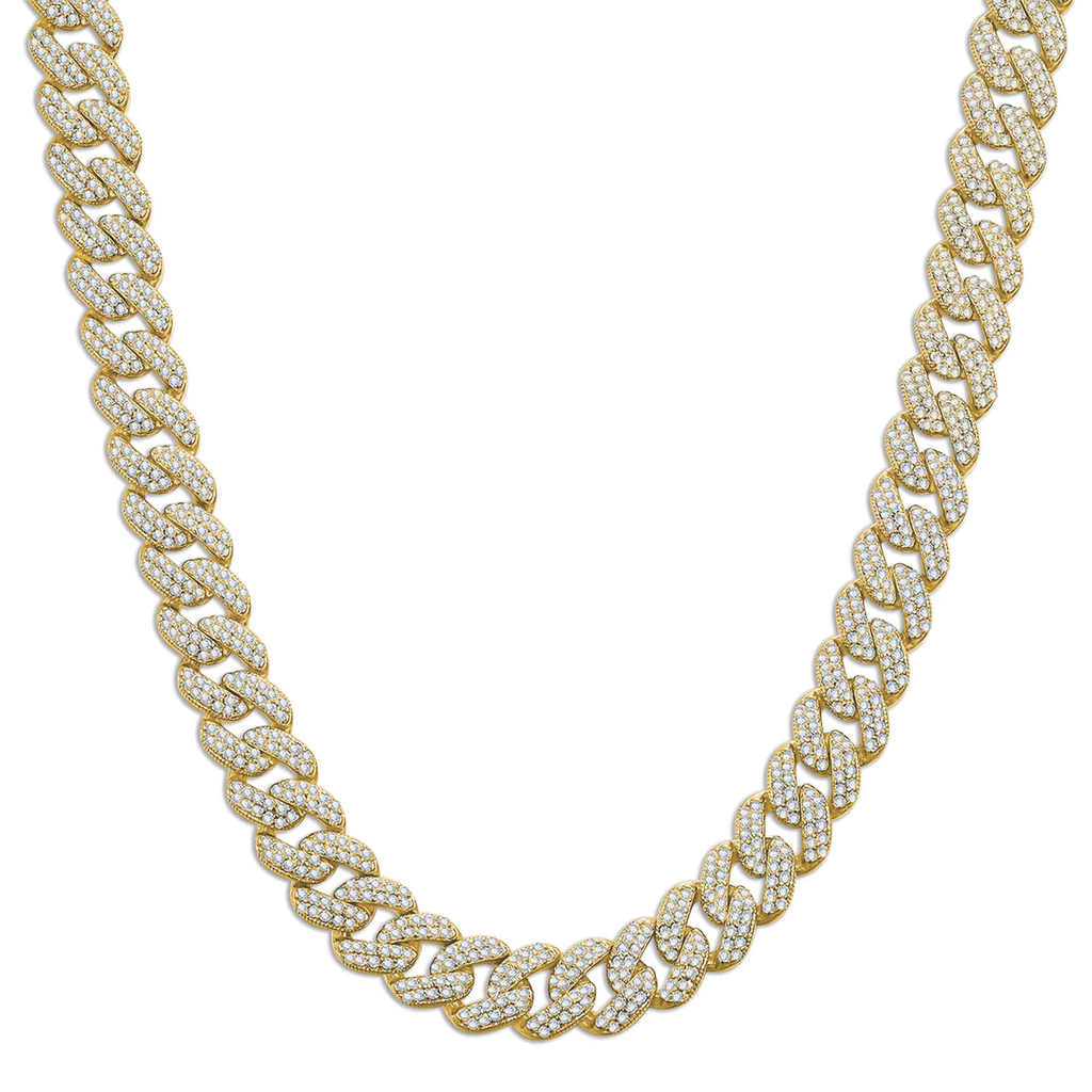 8mm 10mm 12mm S925 Sterling Silver Brilliant Moissanite Rhodium 14K Gold Cuban Chain Unisex Necklace 8.79 to 24.88 CTW