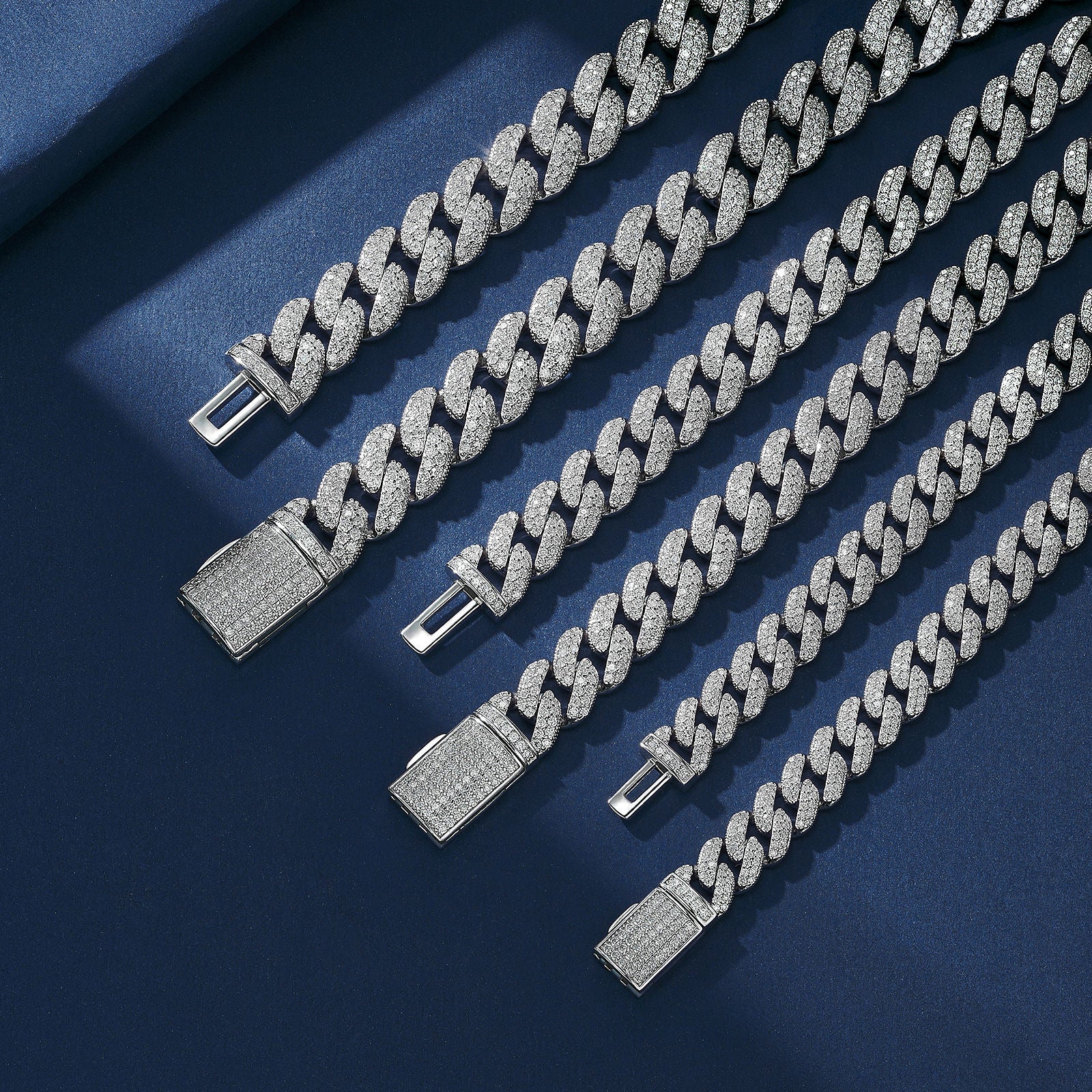 8mm 10mm 12mm S925 Sterling Silver Brilliant Moissanite Rhodium 14K Gold Cuban Chain Unisex Necklace 8.79 to 24.88 CTW