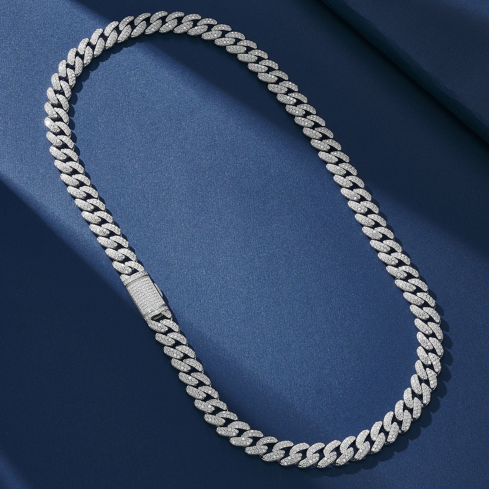 8mm 10mm 12mm S925 Sterling Silver Brilliant Moissanite Rhodium 14K Gold Cuban Chain Unisex Necklace 8.79 to 24.88 CTW