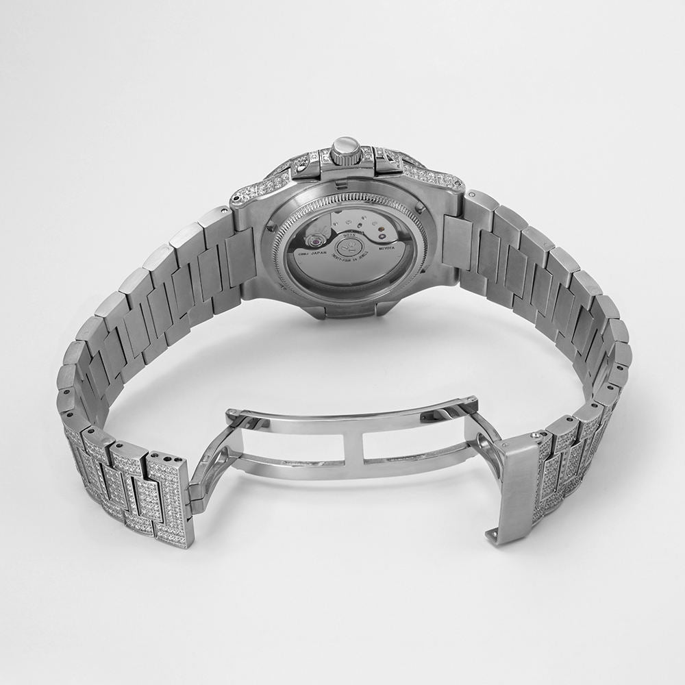 Stainless Steel Mechanical Moissanite Watch - D VVS Moissanite, Pass Diamond Tester, Luxury Hip Hop Style Wholesale Available