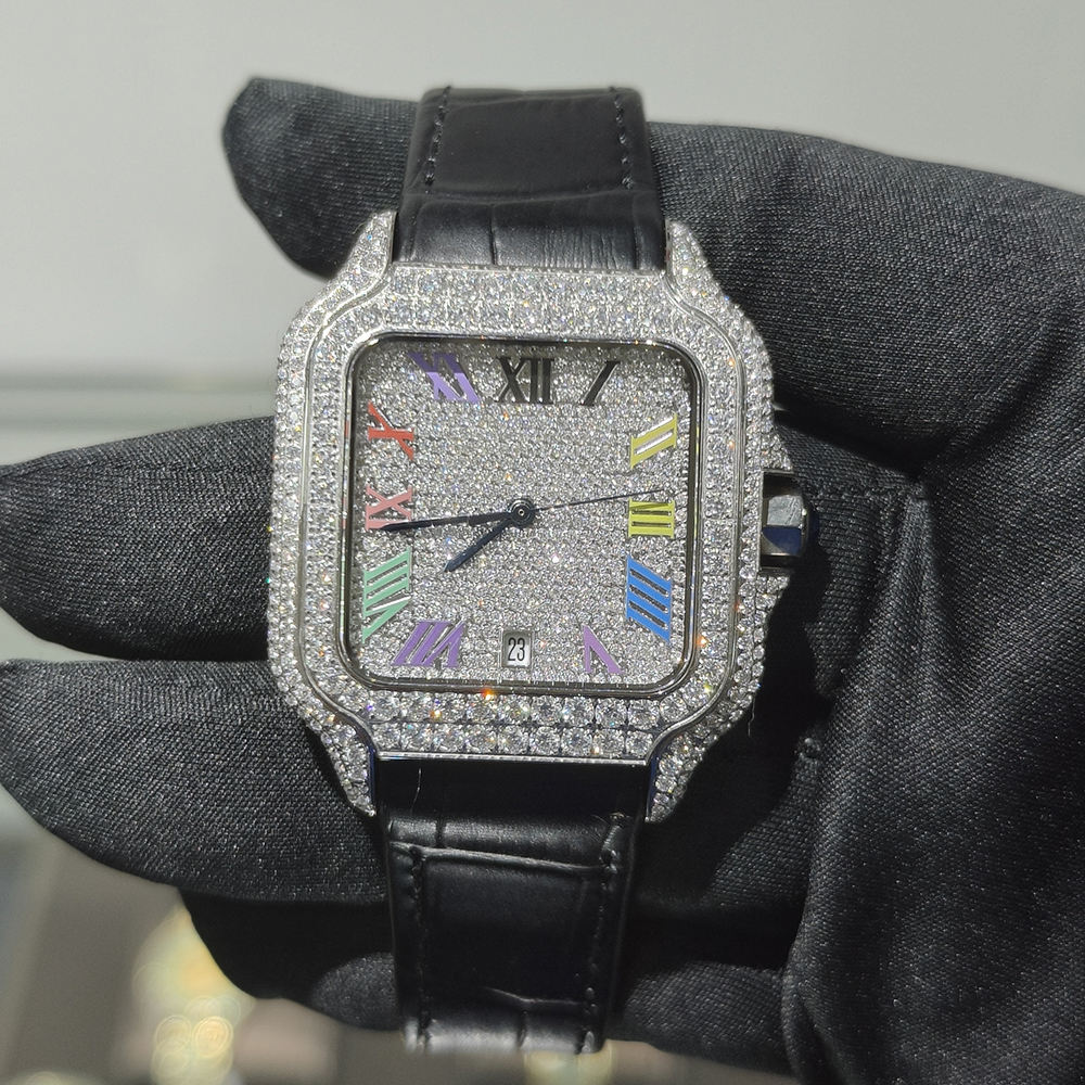 Bust Down Hip Hop Iced Out Diamond Watches Automatic Mechanical VVS Moissanite Watch Past Diamond Tester