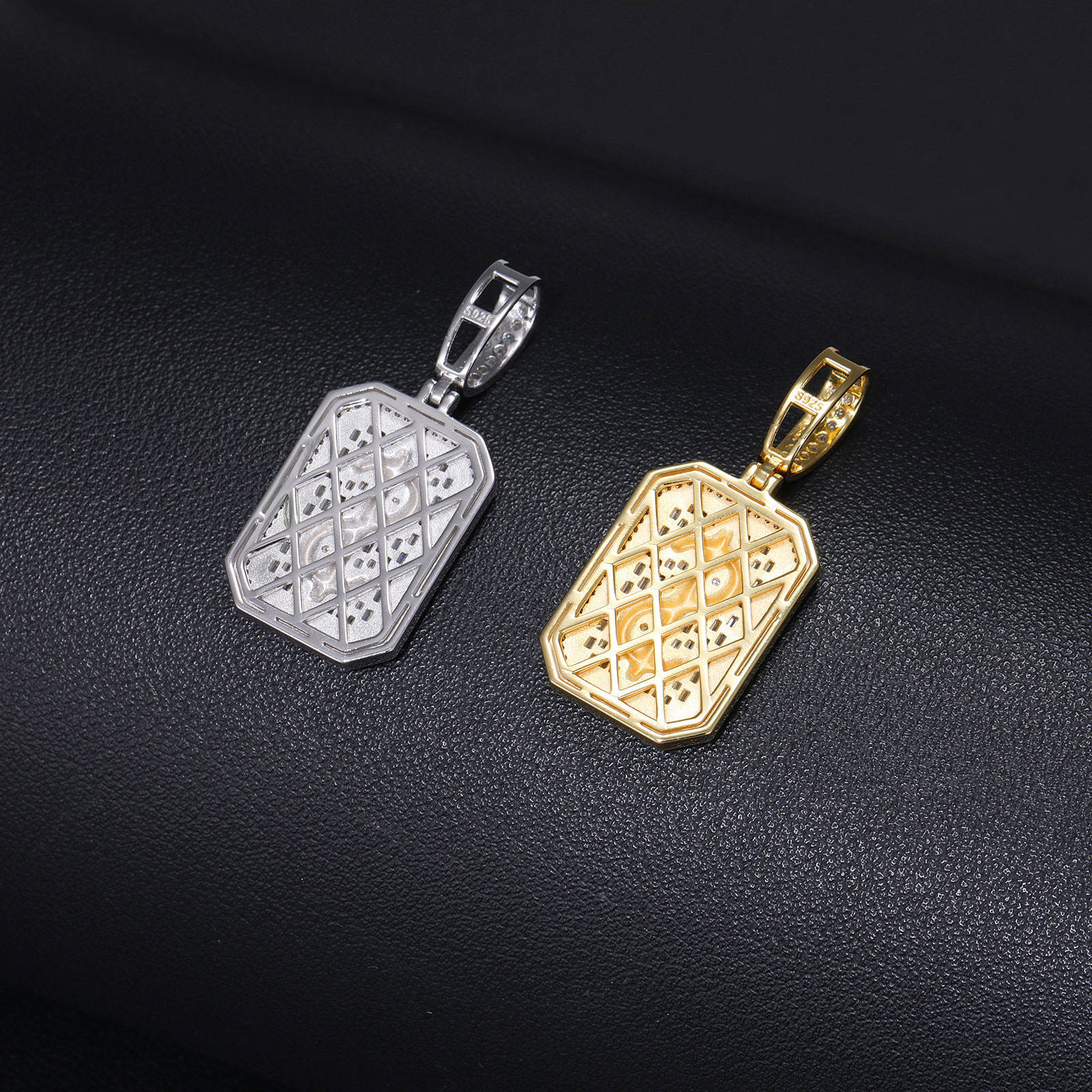 New Arrival Pass Diamond Tester Hip Hop 925 Sterling Silver Baguette Moissanite Diamond Dollar Sign Dog Tag Pendant Jewelry