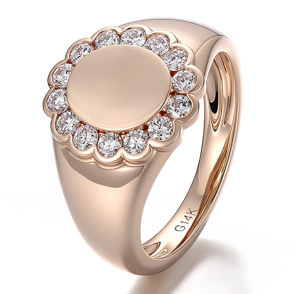 Custom Jewelry 14K Solid Gold Diamond Ring Inlay with Round Brilliant Cut IGI Certified Lab Diamond Wedding Ring for Men Women