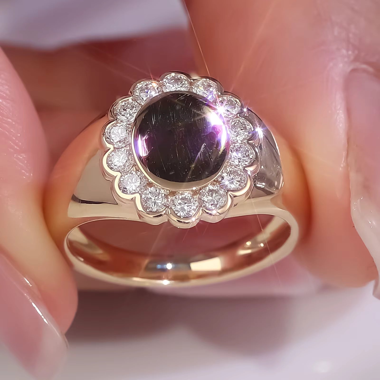 Custom Jewelry 14K Solid Gold Diamond Ring Inlay with Round Brilliant Cut IGI Certified Lab Diamond Wedding Ring for Men Women