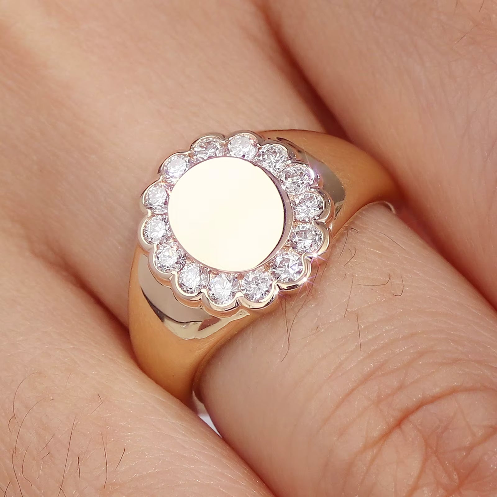 Custom Jewelry 14K Solid Gold Diamond Ring Inlay with Round Brilliant Cut IGI Certified Lab Diamond Wedding Ring for Men Women