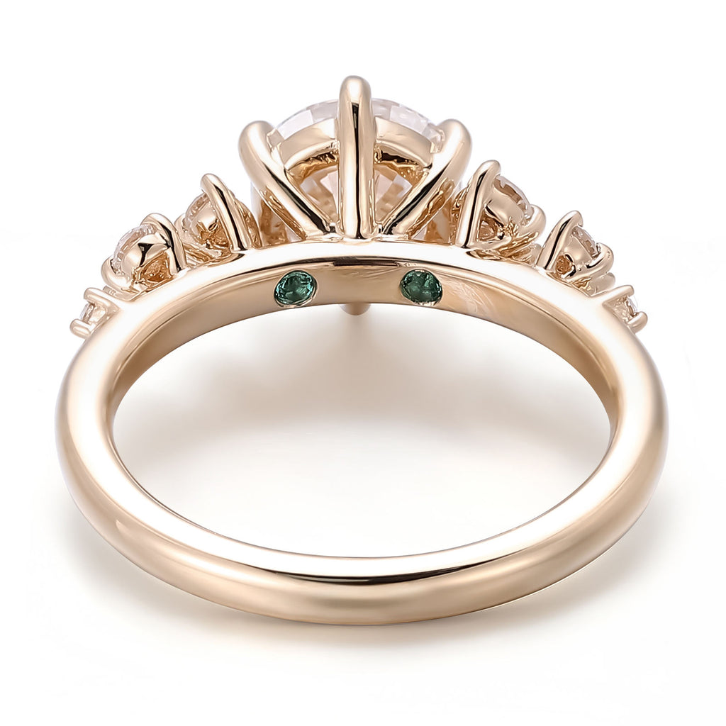 18K Yellow Gold Diamond Engagement Ring Fine Jewelry Main Stone 1 Carat Round Cut Lab Diamond Wedding Ring or Anniversary Gift