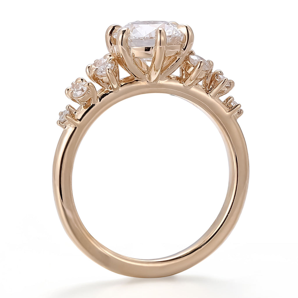 18K Yellow Gold Diamond Engagement Ring Fine Jewelry Main Stone 1 Carat Round Cut Lab Diamond Wedding Ring or Anniversary Gift